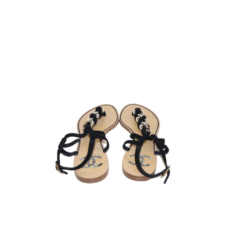 CHANEL Pearl-Accented Sandals Size 38.5