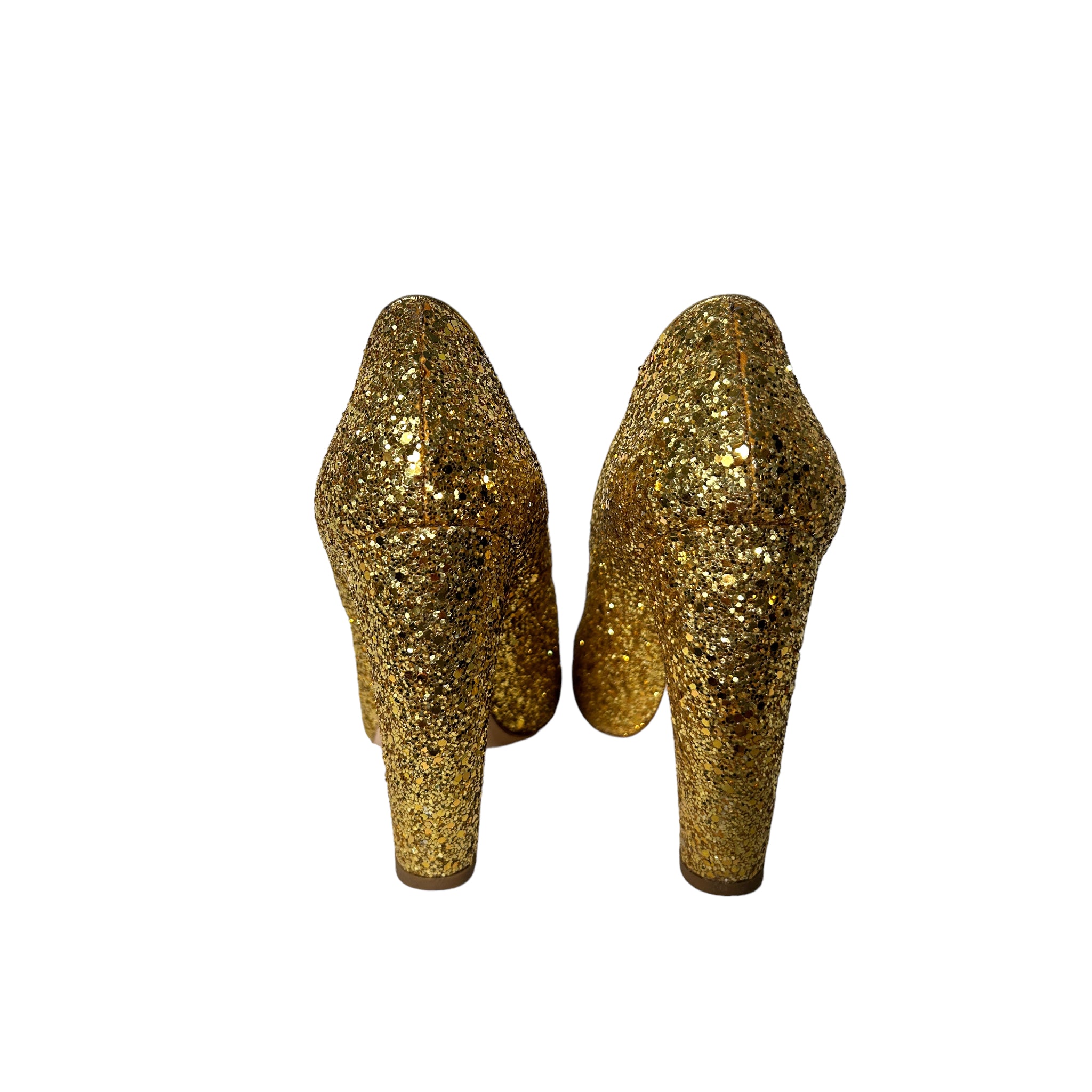 MIU MIU | Gold Glitter Pumps