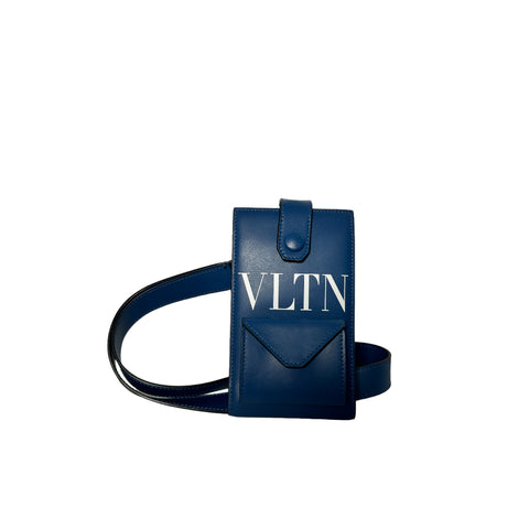 Valentino | Porte-cartes et téléphone en cuir bleu