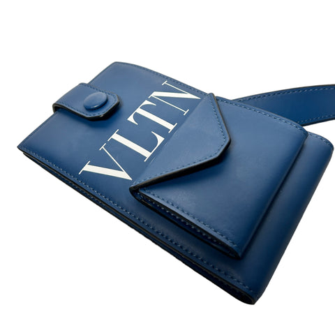 Valentino | Porte-cartes et téléphone en cuir bleu