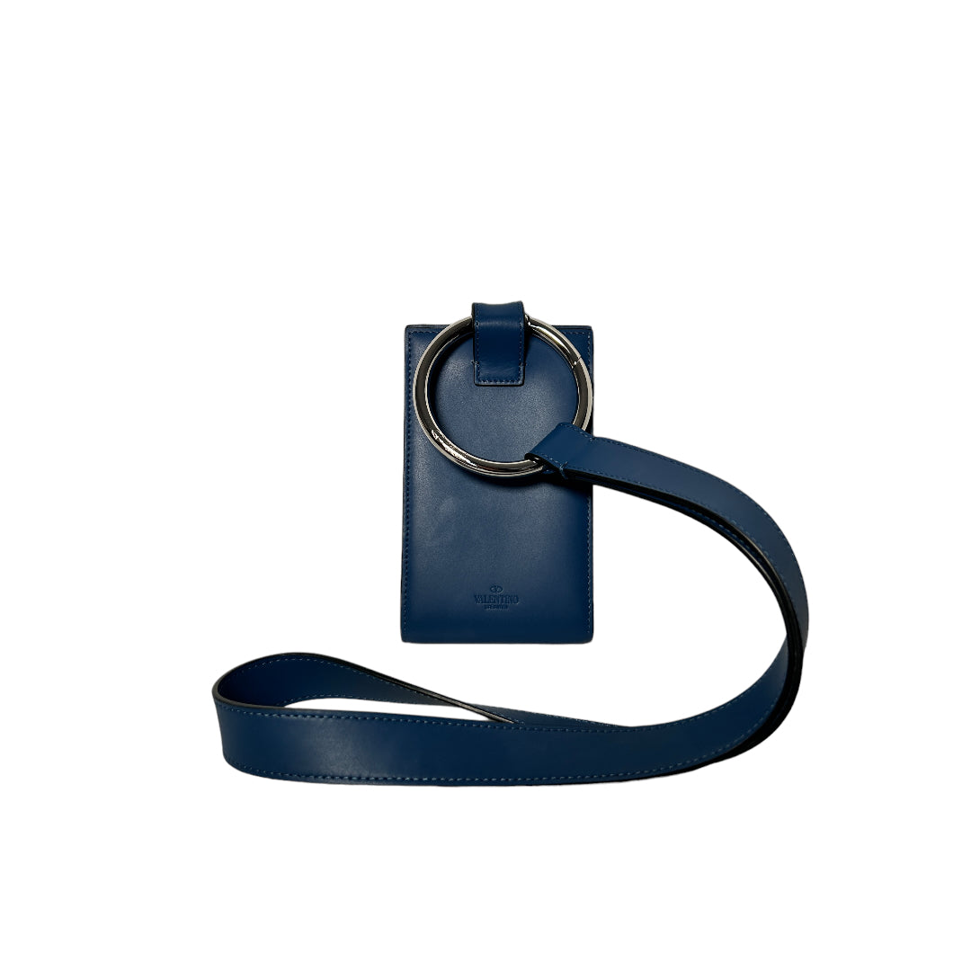 Valentino | Porte-cartes et téléphone en cuir bleu