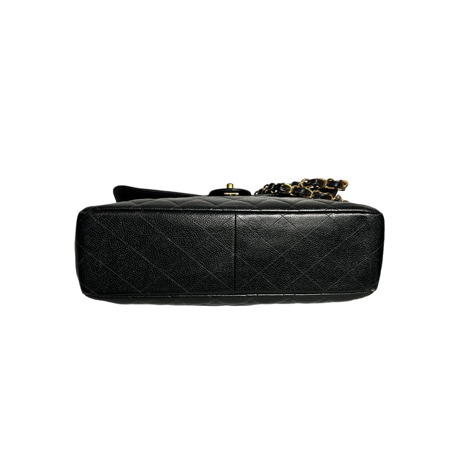 CHANEL Classic Jumbo Black Quilted Caviar Leather 24k Gold