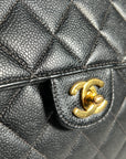 CHANEL Classic Jumbo Black Quilted Caviar Leather 24k Gold