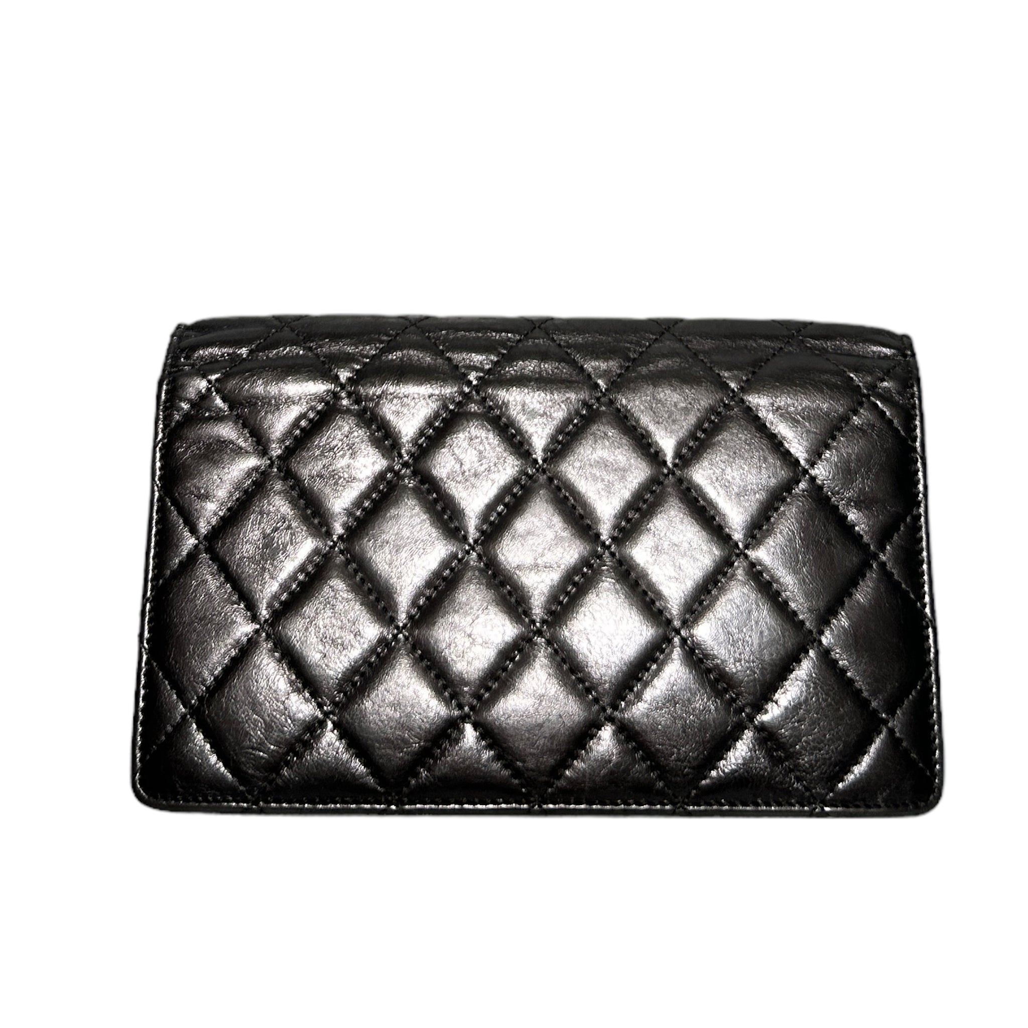 Chanel 2.55 Quilted Dark Silver Wallet