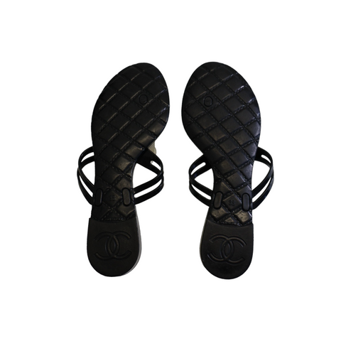 Chanel Black Jelly Camelia Sandals
