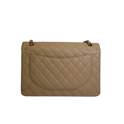 CHANEL Timeless Classic Jumbo Double Flap Beige Caviar Leather