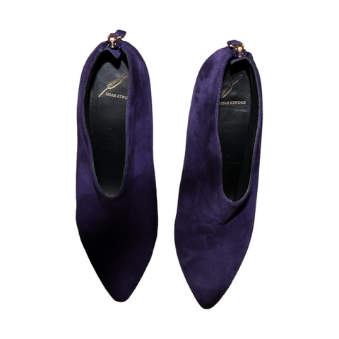 Brian Atwood Purple Suede Booties Size 8 US