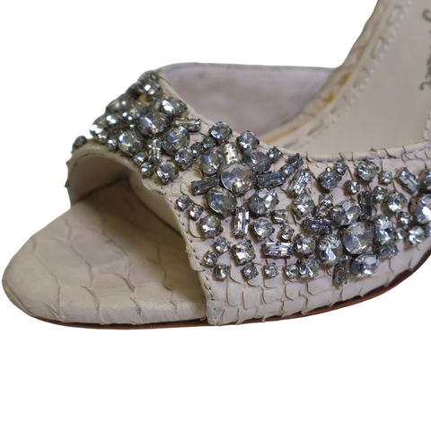 Alice & Olivia Python Embossed Leather Light Beige Sandals Size 39 EUR