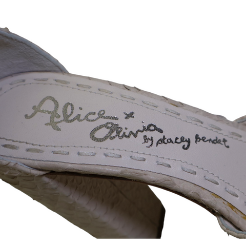 Alice & Olivia Python Embossed Leather Light Beige Sandals Size 39 EUR