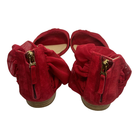FENDI  Red Chiffon Wrap Flat Sandals