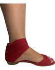 FENDI |  Red Chiffon Wrap Flat Sandals Size 37.5